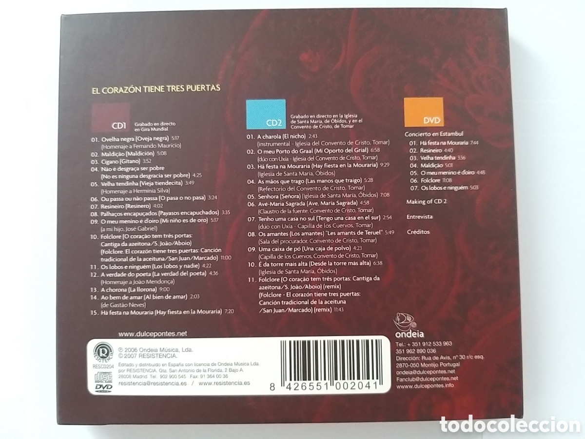 CDs de m&uacute;sica: DULCE PONTES - EL CORAZON TIENE TRES PUERTAS - 2 CD SET - Foto 3