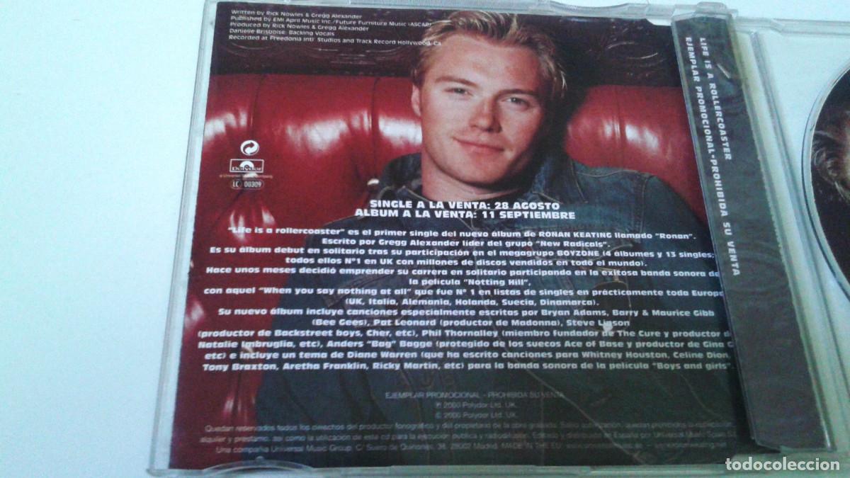 CDs de m&uacute;sica: RONAN KEATING &rdquo;LIFE IS A ROLLERCOASTER&rdquo; CD SINGLE 1 TRACKS COMO NUEVO - Foto 2