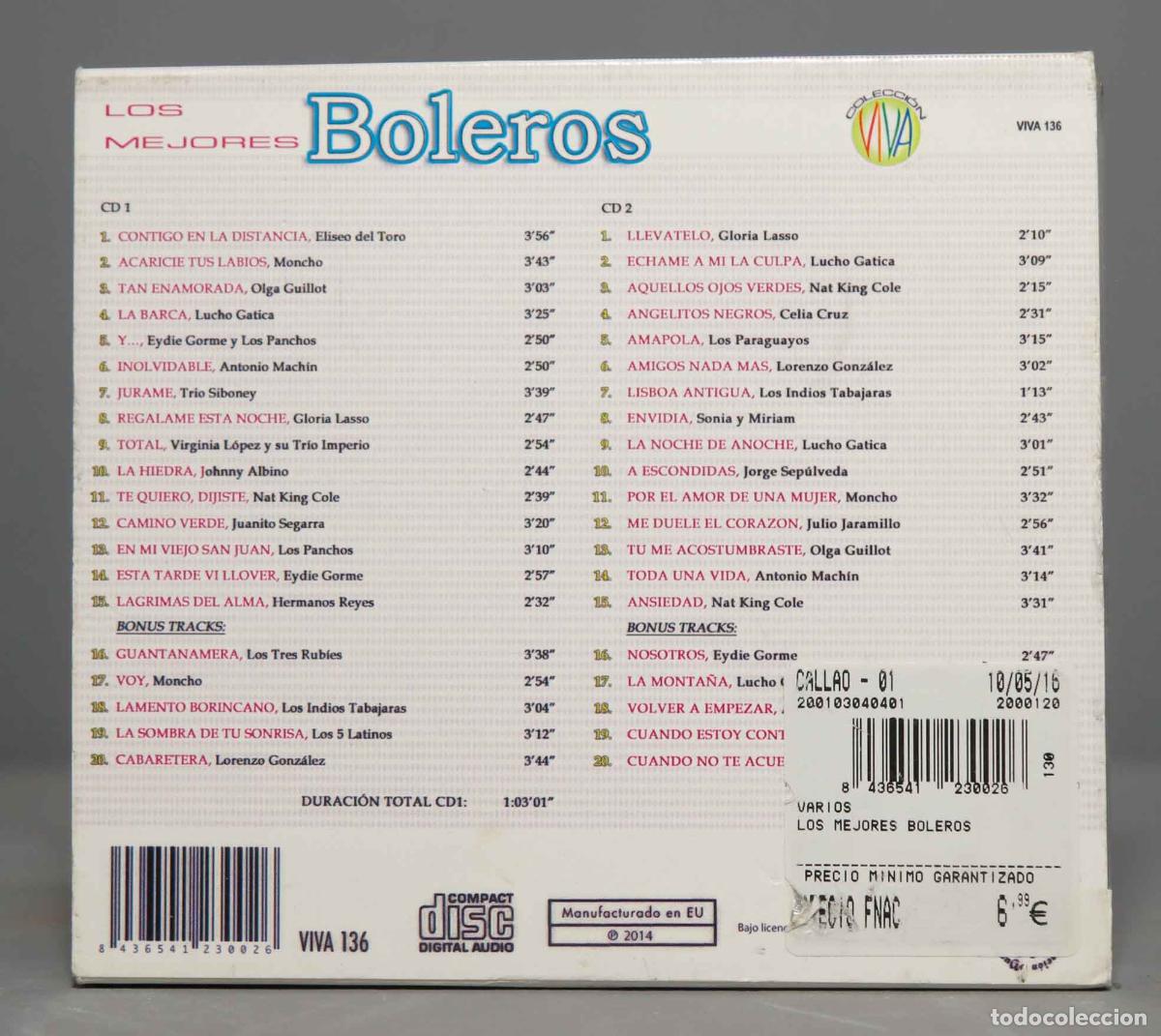 CDs de m&uacute;sica: 2 CD. LOS MEJORES BOLEROS - Foto 2
