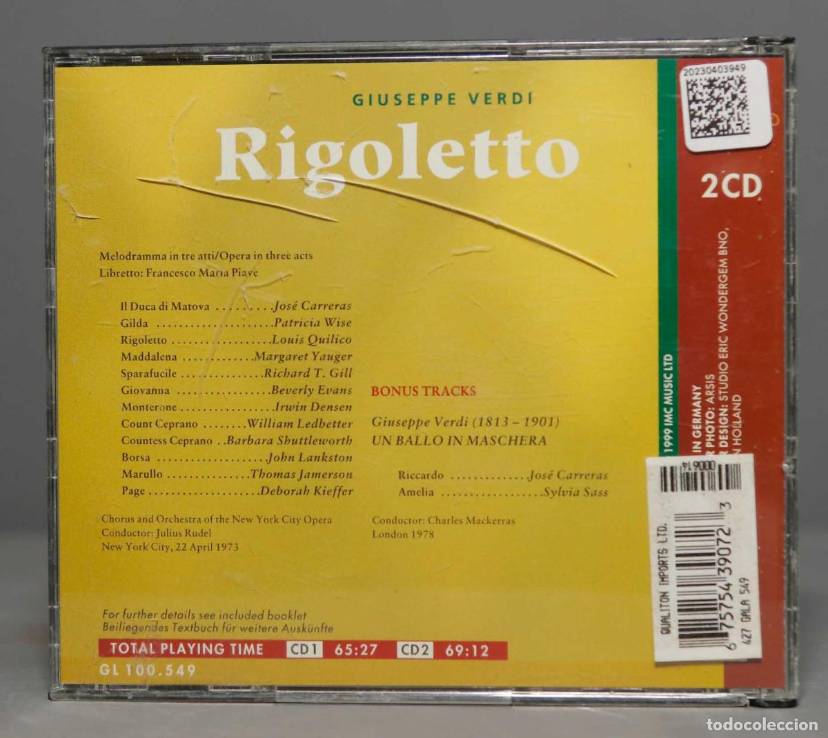 CDs de m&uacute;sica: 2 CD. RIGOLETTO. VERDI. RUDEL. 1973 - Foto 2