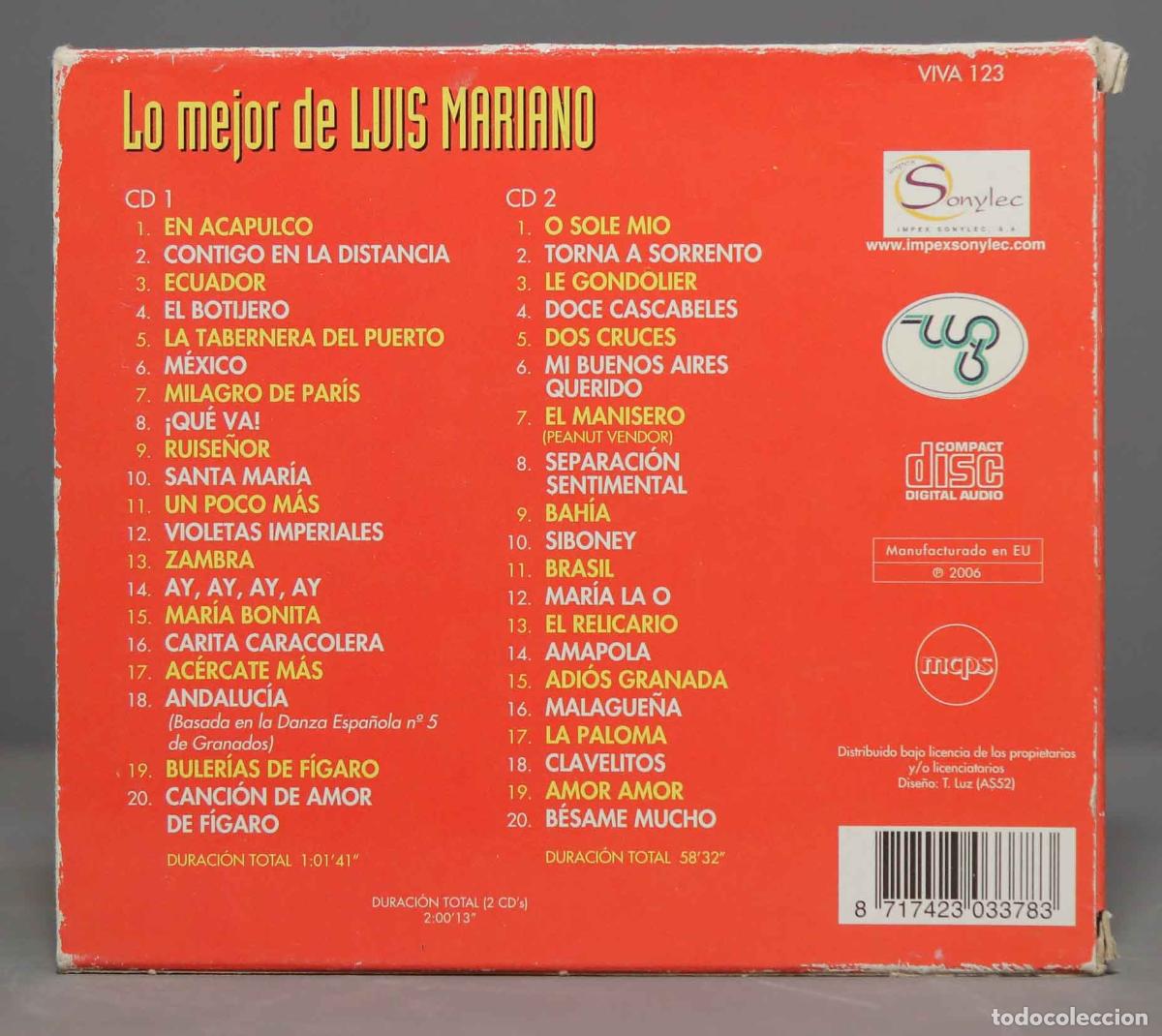 CDs de m&uacute;sica: 2 CD. LO MEJOR DE LUIS MARIANO - Foto 2