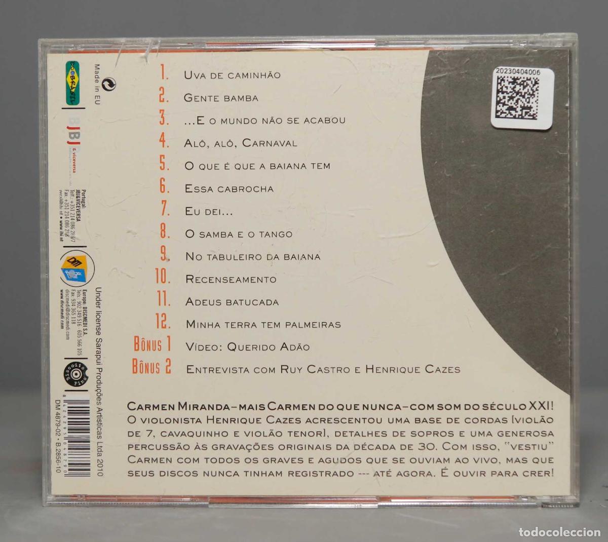 CDs de m&uacute;sica: CD. Carmen Miranda &ndash; Hoje - Foto 2