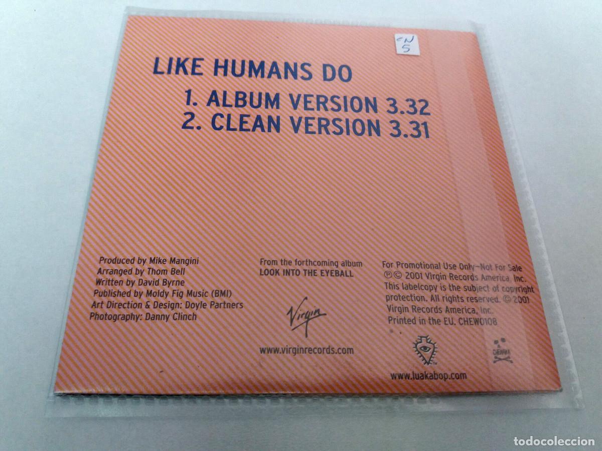 CDs de m&uacute;sica: DAVID BYRNE &rdquo;LIKE HUMANS DO&rdquo; CD SINGLE 2 TRACKS COMO NUEVO - Foto 2