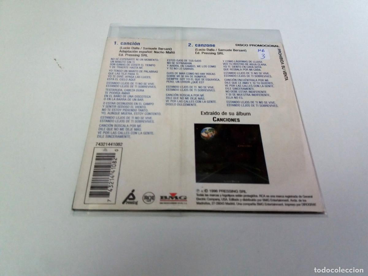 CDs de m&uacute;sica: LUCIO DALLA &rdquo;CANCION&rdquo; CD SINGLE 2 TRACKS - Foto 2