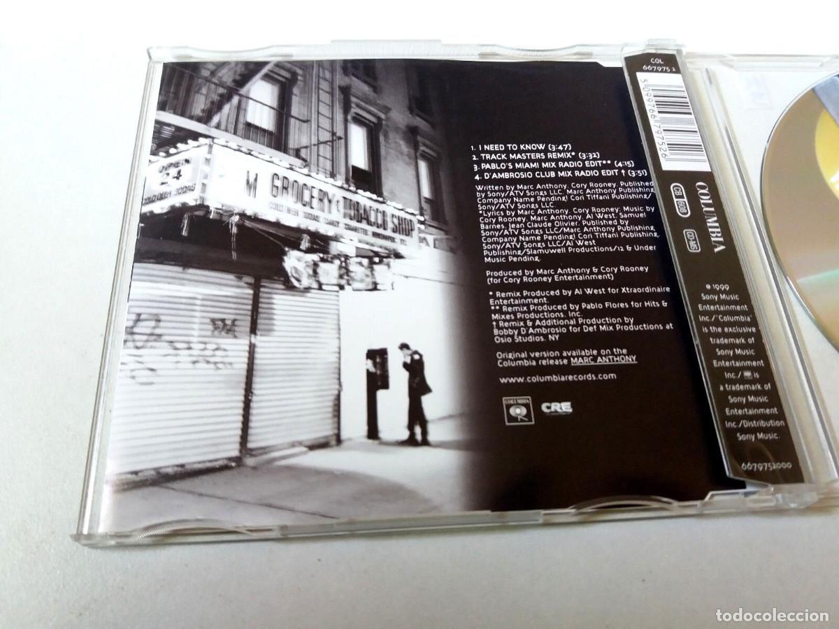 CDs de m&uacute;sica: MARC ANTHONY &rdquo;I NEED TO KNOW&rdquo; CD SINGLE 4 TRACKS - Foto 2