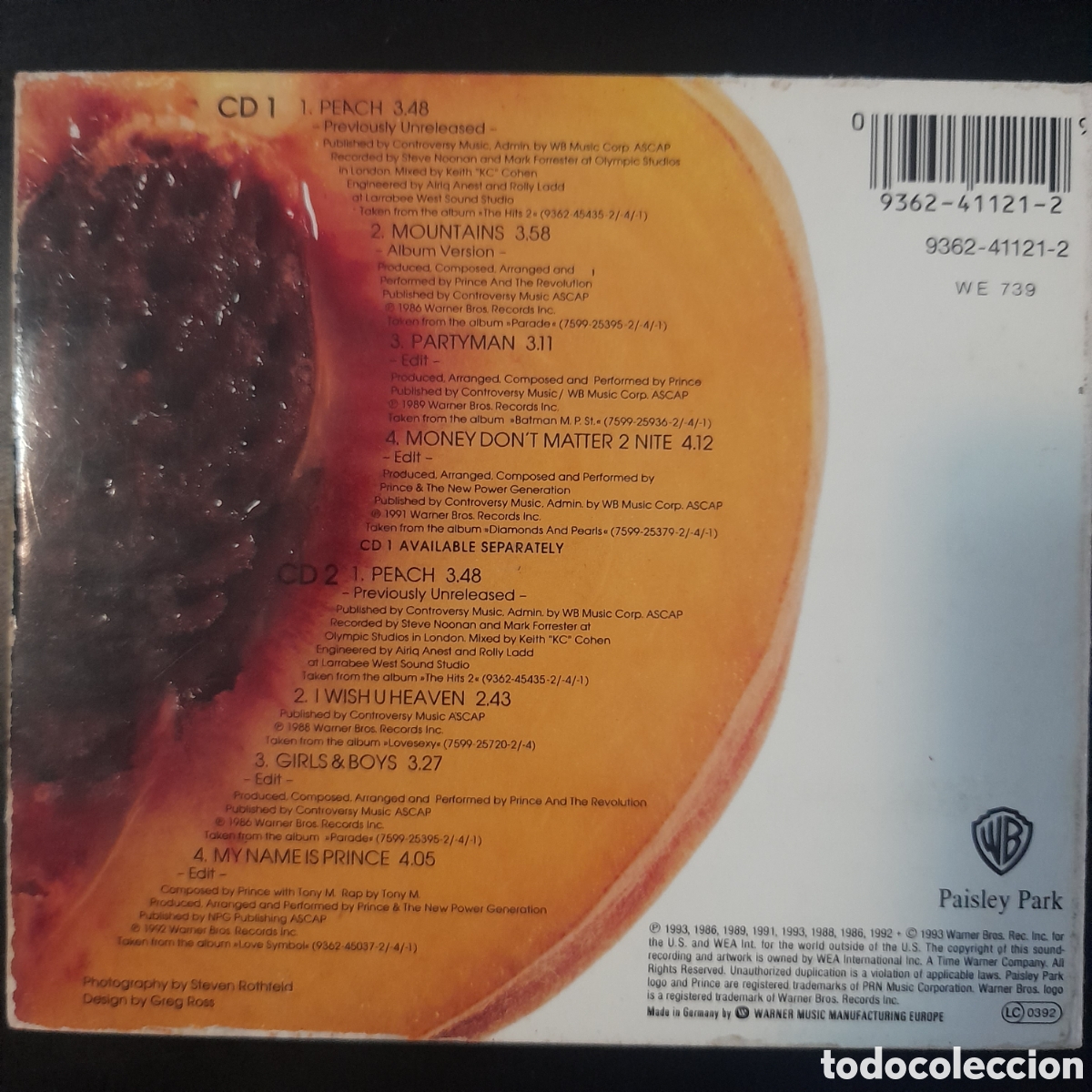 CDs de m&uacute;sica: Prince &ndash; Peach. 1993, Europa. CD, Single, CD2 - Foto 8