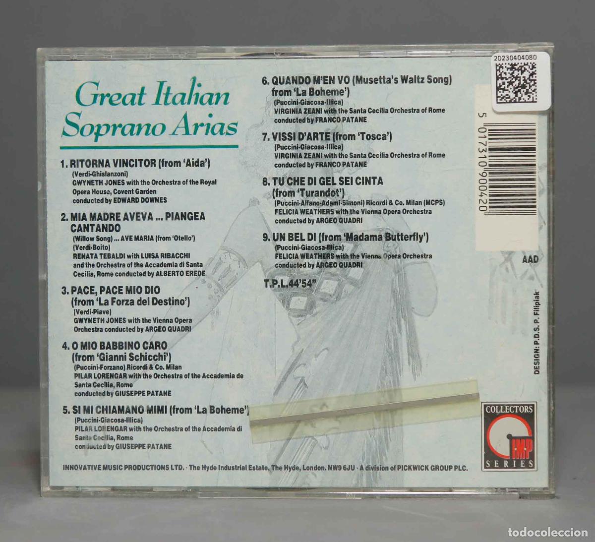 CDs de m&uacute;sica: CD. GREAT ITALIAN SOPRANO ARIAS - Foto 2