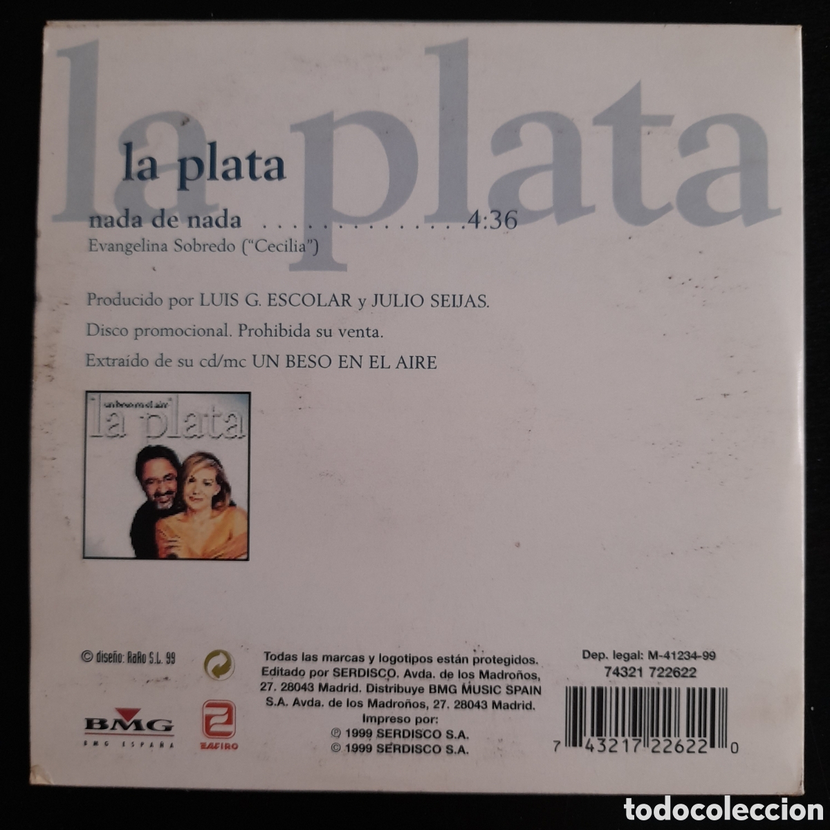 CDs de m&uacute;sica: La Plata &ndash; Nada De Nada. CD, Single, Promo - Foto 2