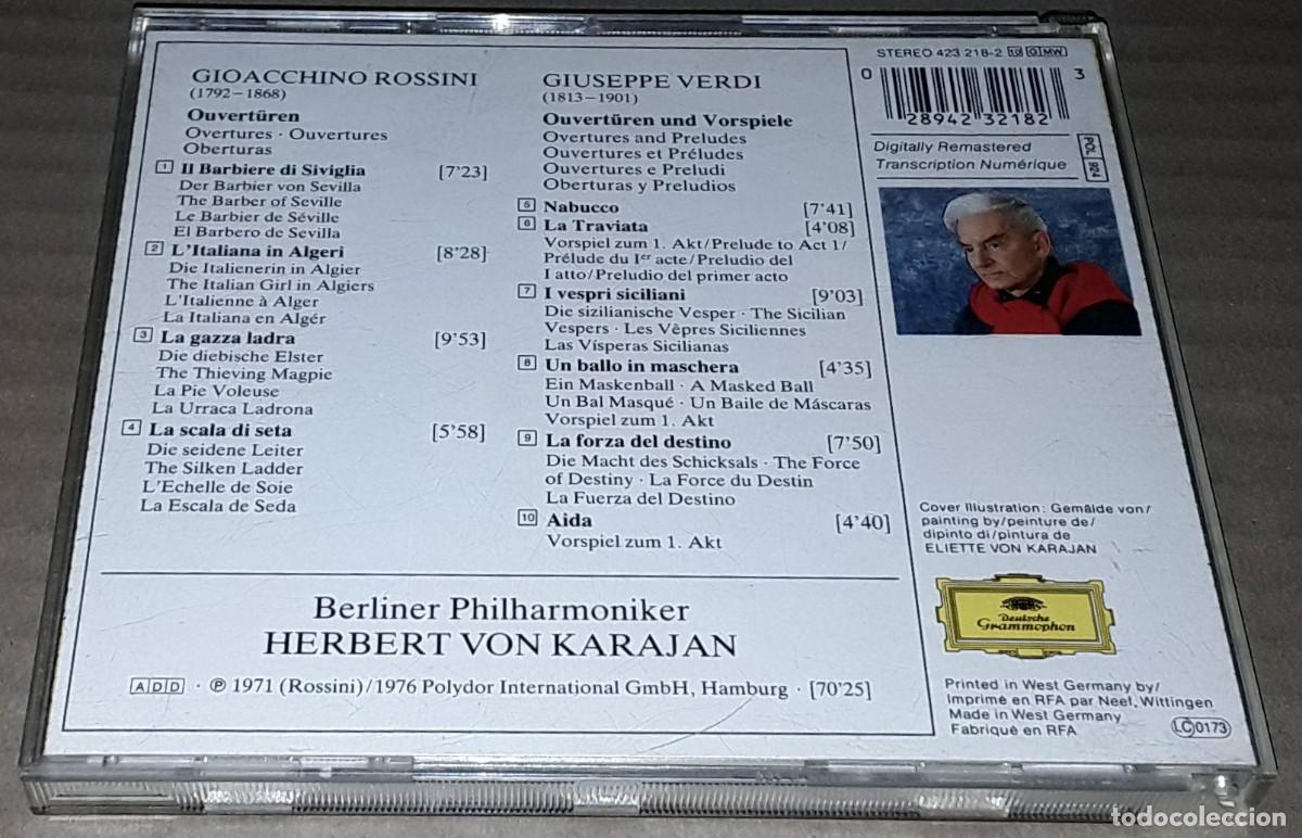 CDs de m&uacute;sica: CD - HERBERT VON KARAJAN - ROSSINI - VERDI - OVERTURES - Foto 2