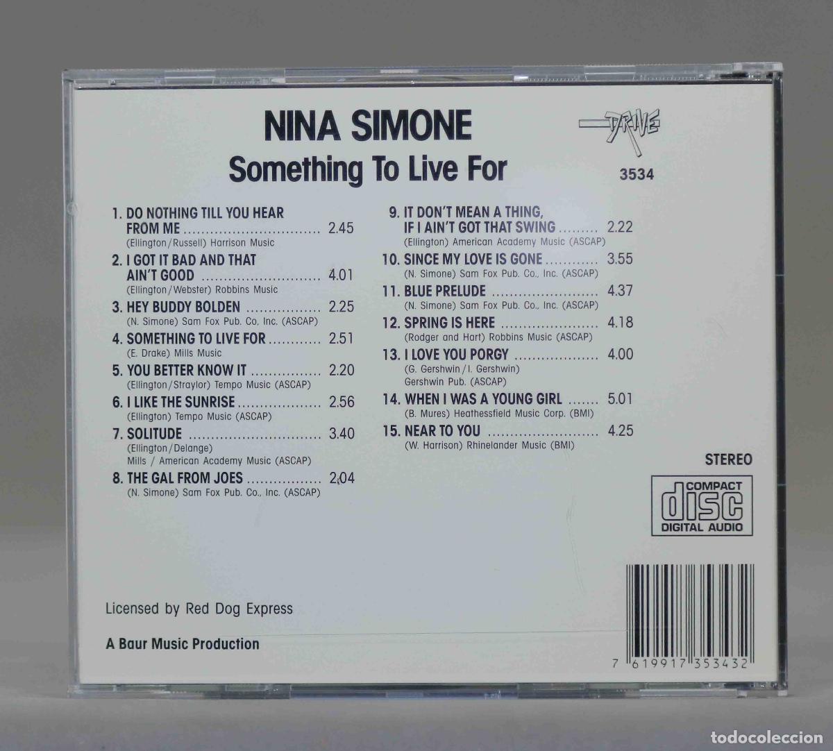 CDs de m&uacute;sica: CD. NINA SIMONE. SOMETHING TO LIVE FOR - Foto 2