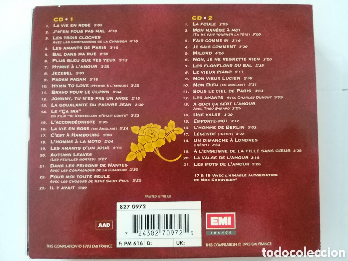 CDs de m&uacute;sica: EDITH PIAF -30TH ANNIVERSARY - 2 CD SET - Foto 2