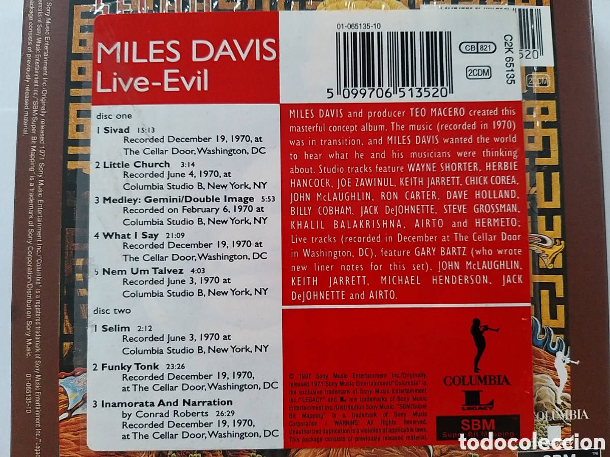 CDs de m&uacute;sica: MILES DAVIS - LIVE-EVIL - 2 CD LIMITED EDITION - Foto 2