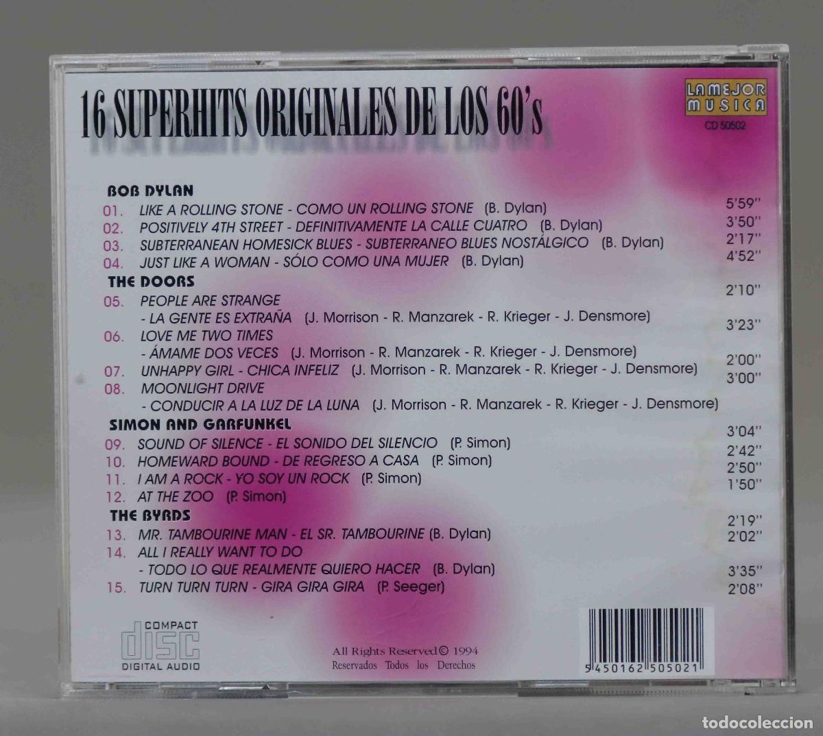 CDs de m&uacute;sica: CD. 16 Superhits Originales De Los 60&acute;s - Foto 2