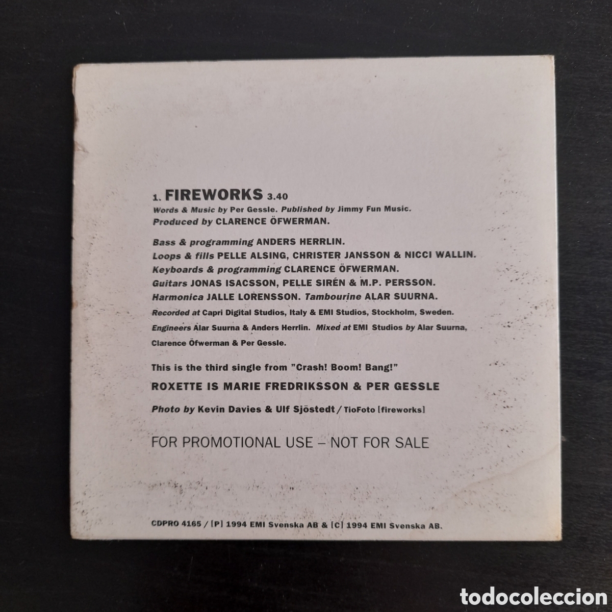 CDs de m&uacute;sica: Roxette &ndash; Fireworks. CD, Single, Promotion 1994 - Foto 2