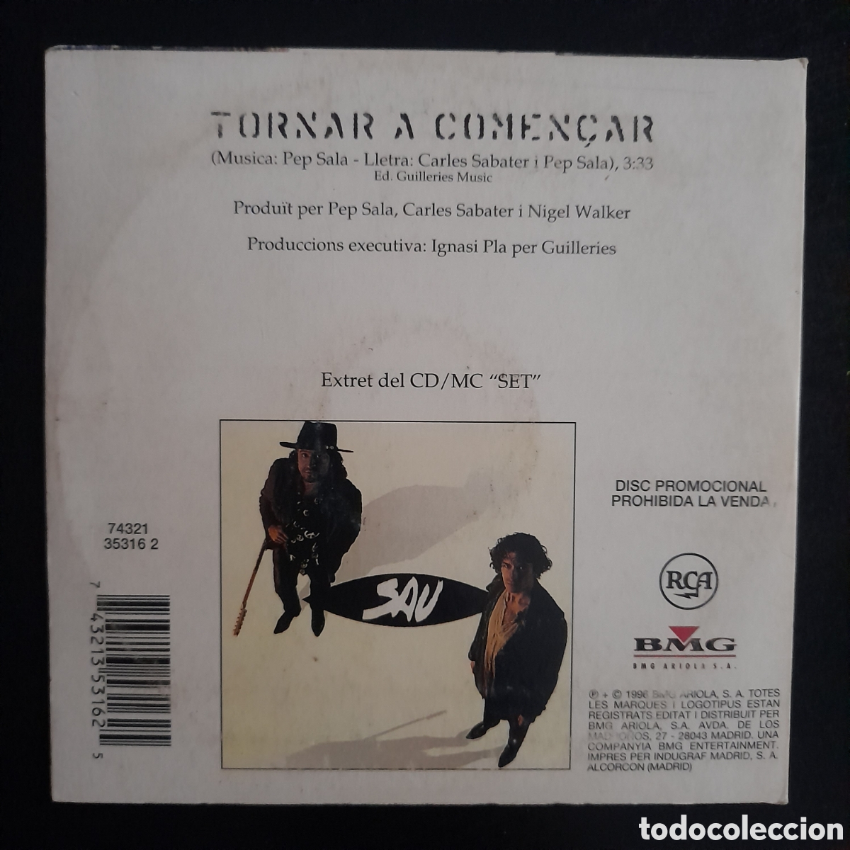 CDs de m&uacute;sica: Sau &ndash; Tornar a Comen&ccedil;ar. CD, Single, Promo - Foto 2