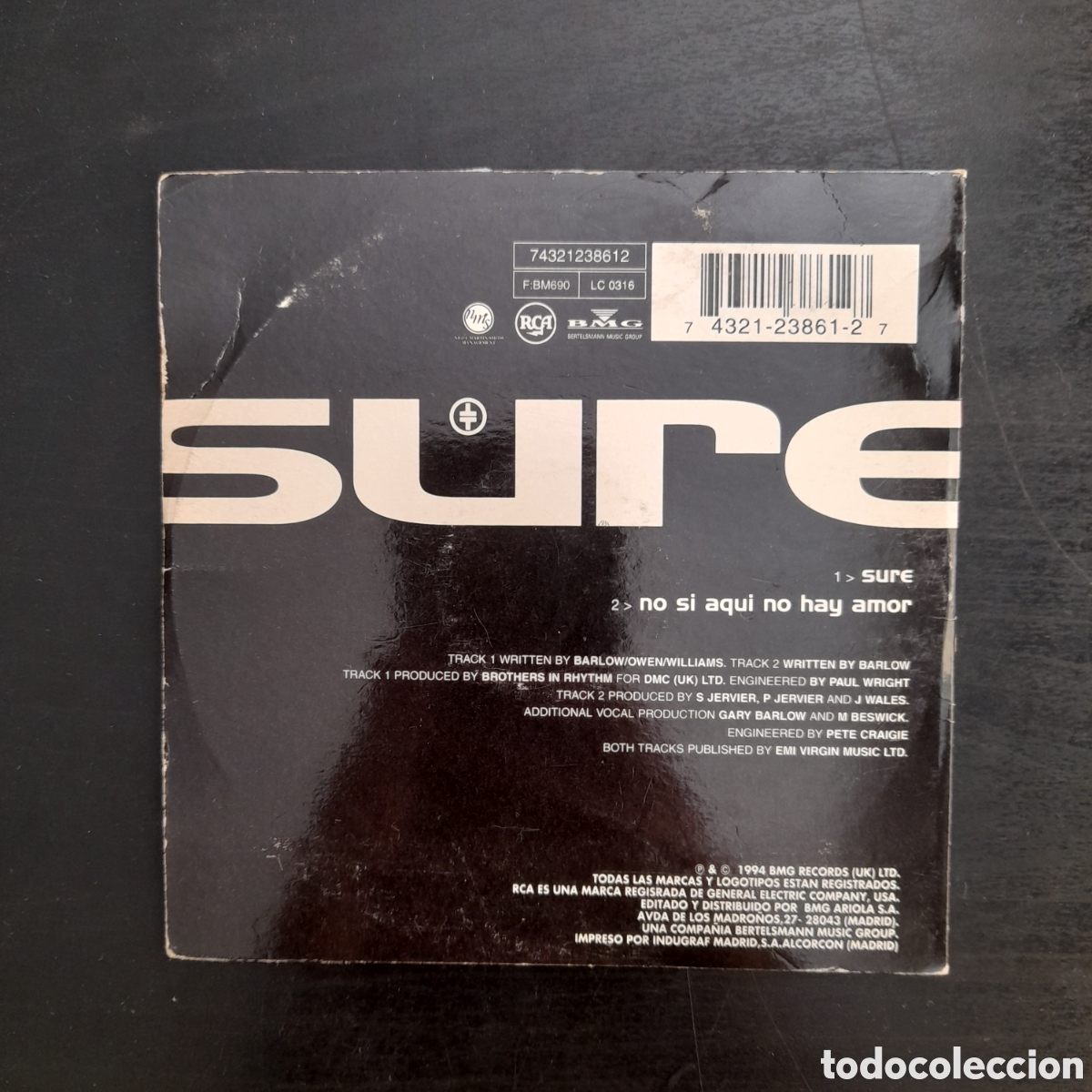 CDs de m&uacute;sica: Take That &ndash; Sure. CD, Single, Cardboard 1994 Espa&ntilde;a - Foto 2
