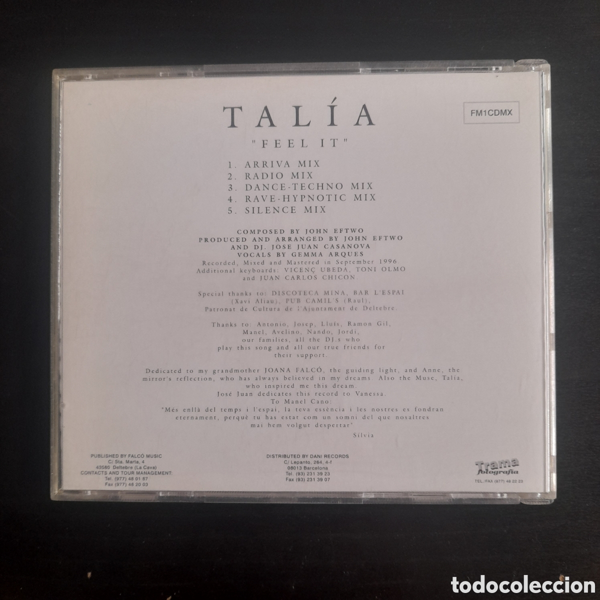 CDs de m&uacute;sica: Tal&iacute;a &ndash; Feel It. CD, Maxi-Single 1996 Espa&ntilde;a - Foto 4