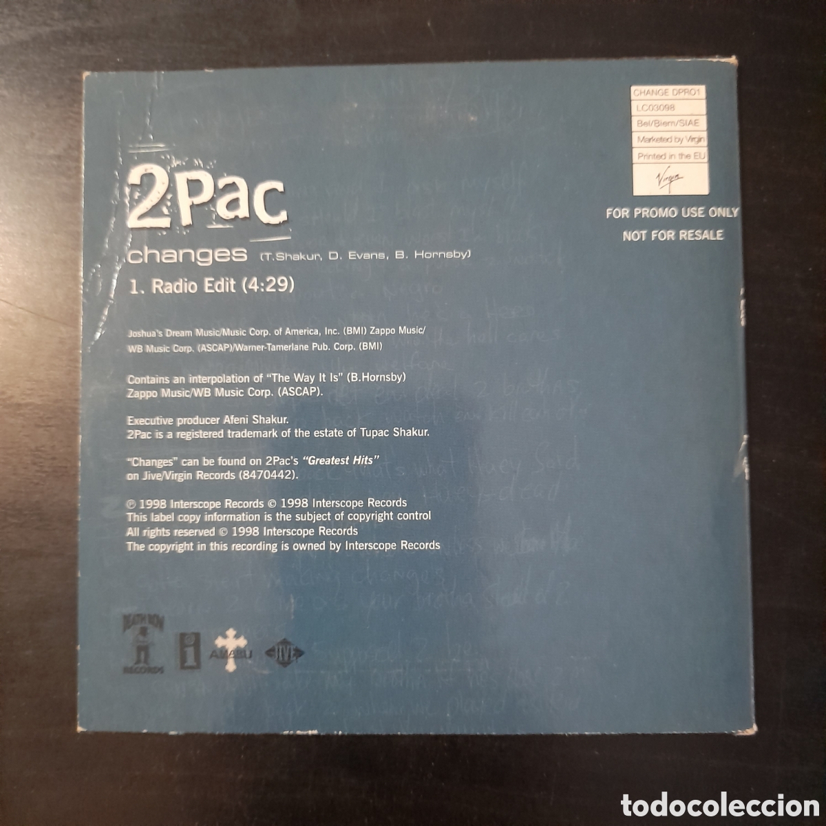 CDs de m&uacute;sica: 2Pac &ndash; Changes. CD, Single, Cardsleeve 1998 Francia - Foto 2