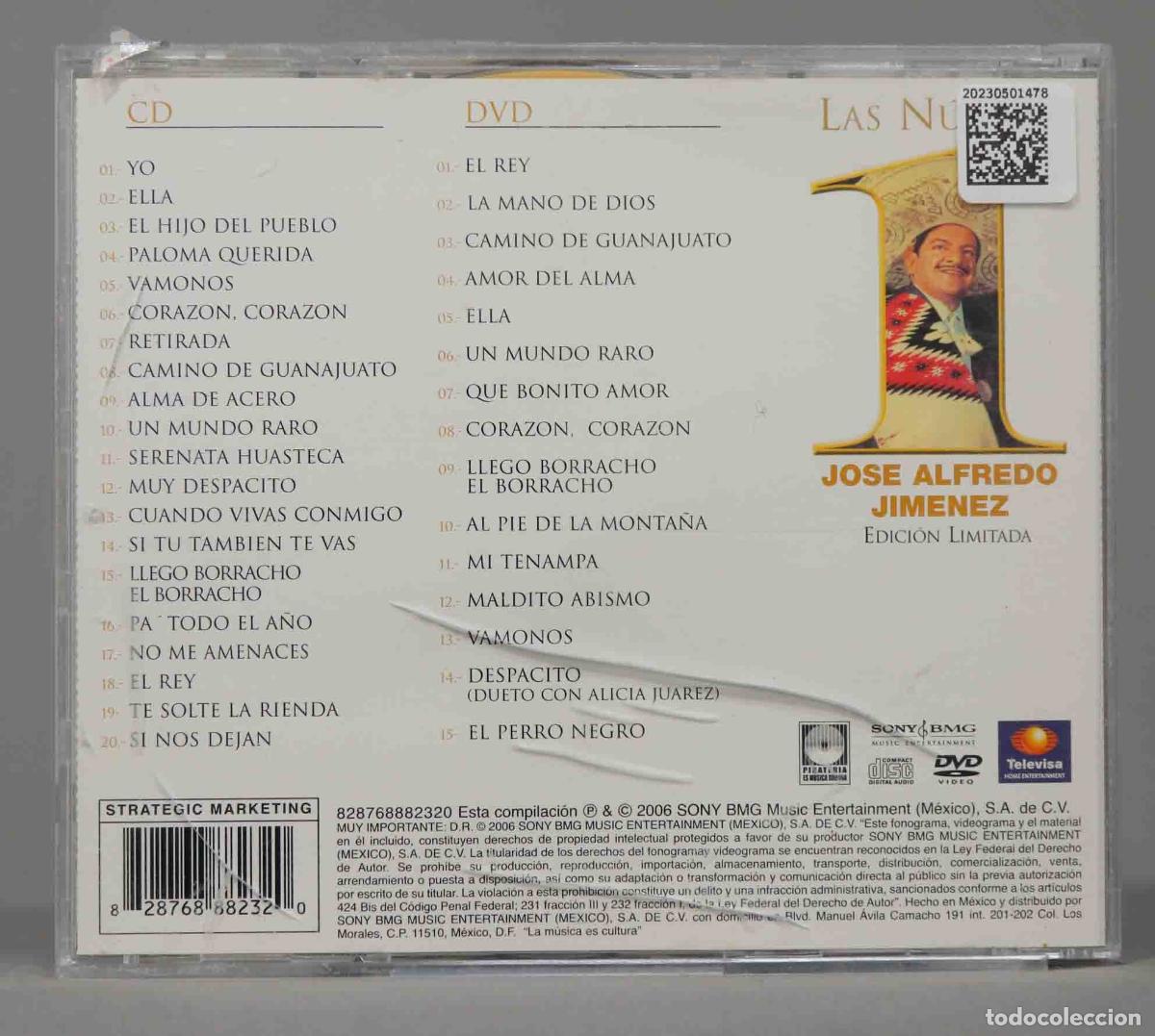 CDs de m&uacute;sica: CD+DVD. Jos&eacute; Alfredo Jim&eacute;nez &ndash; Las Numero 1 - Foto 2