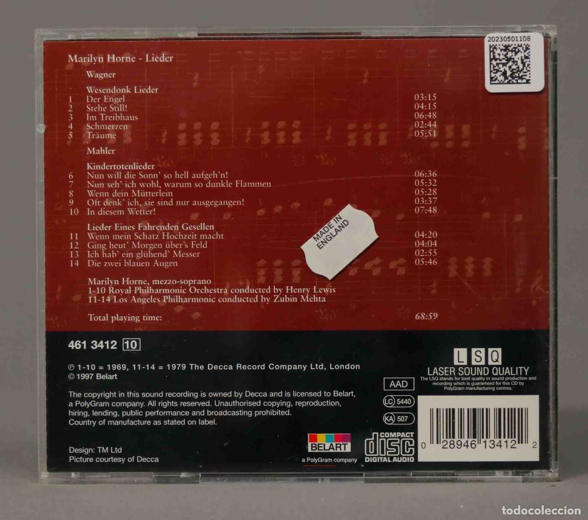 CDs de m&uacute;sica: CD. Mahler AND Wagner Lieder. HORNE - Foto 2