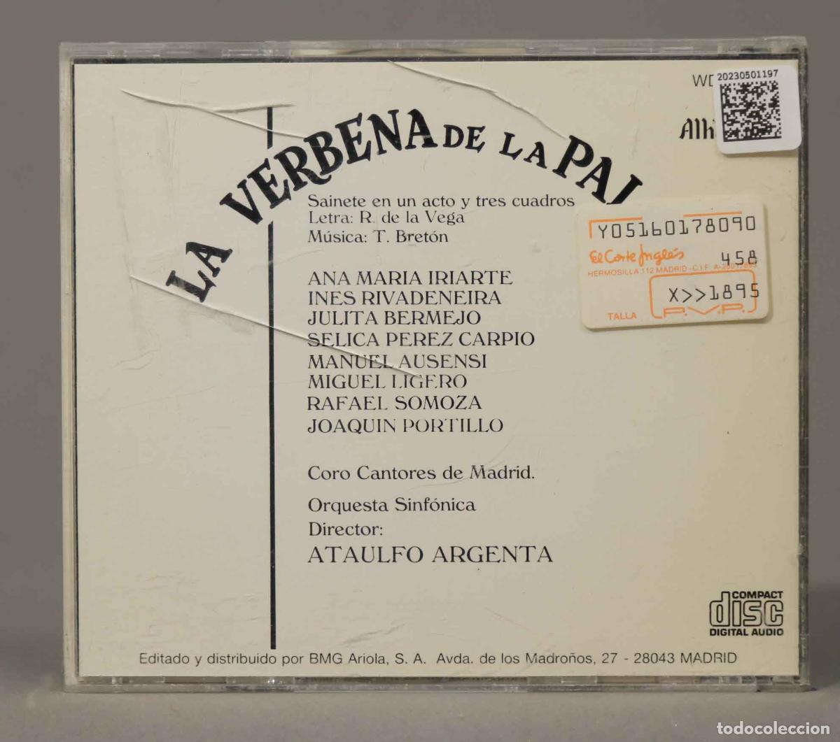 CDs de m&uacute;sica: CD. LA VERBENA DE LA PALOMA. ARGENTA - Foto 2