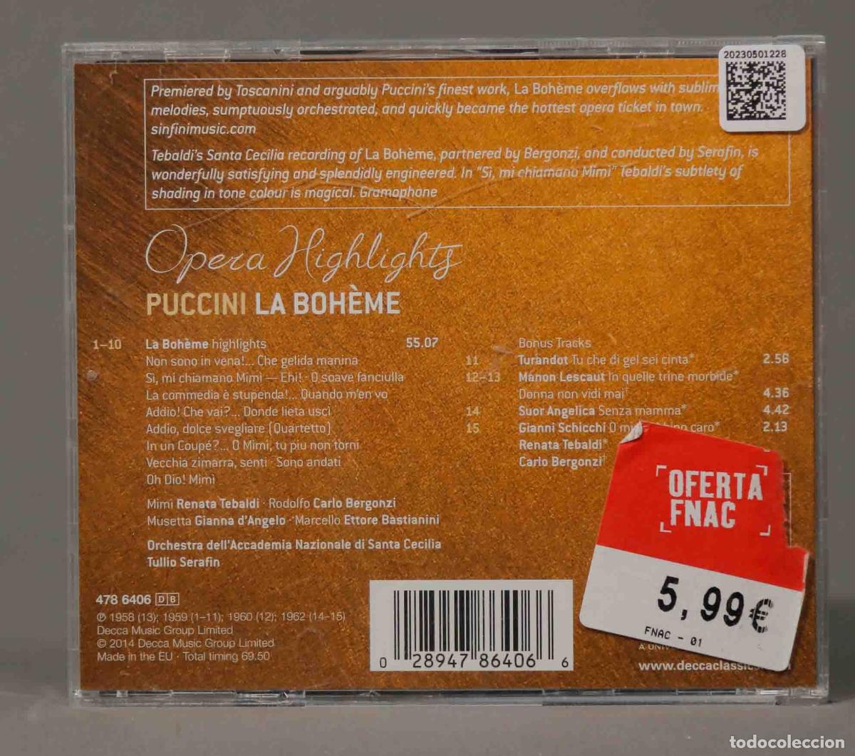 CDs de m&uacute;sica: CD. La Boh&egrave;me. SERAFIN. PUCCINI - Foto 2