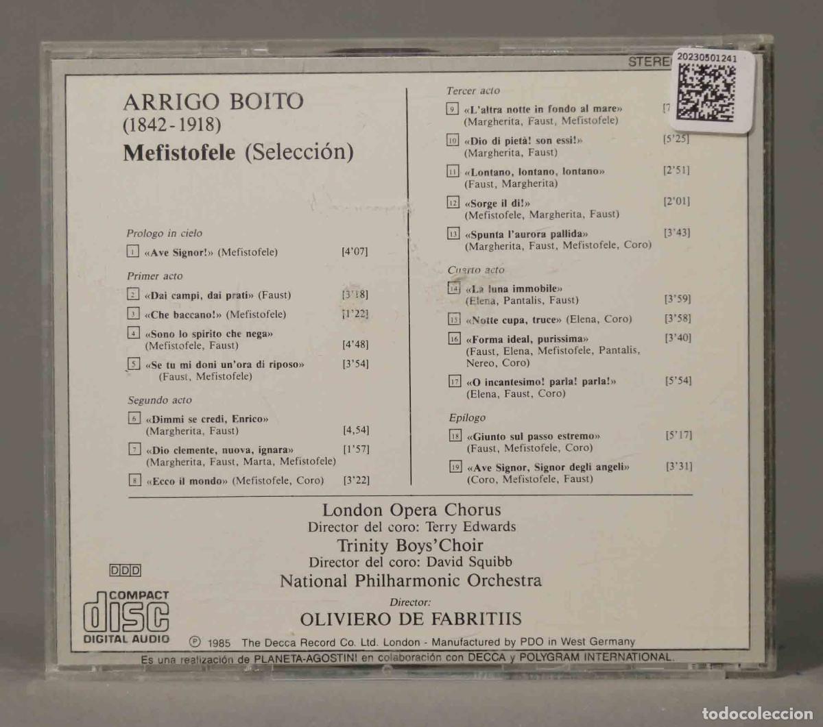 CDs de m&uacute;sica: CD. MEFISTOFELE. FABRITIS. BOITO - Foto 2