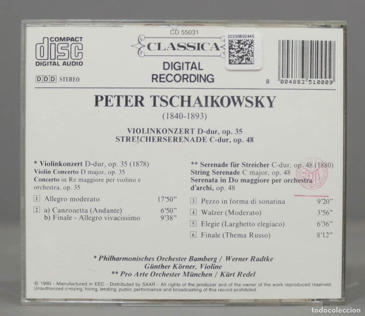 CDs de m&uacute;sica: CD. TSCHAIKOWSKY. OP 35. 48. REDEL - Foto 2