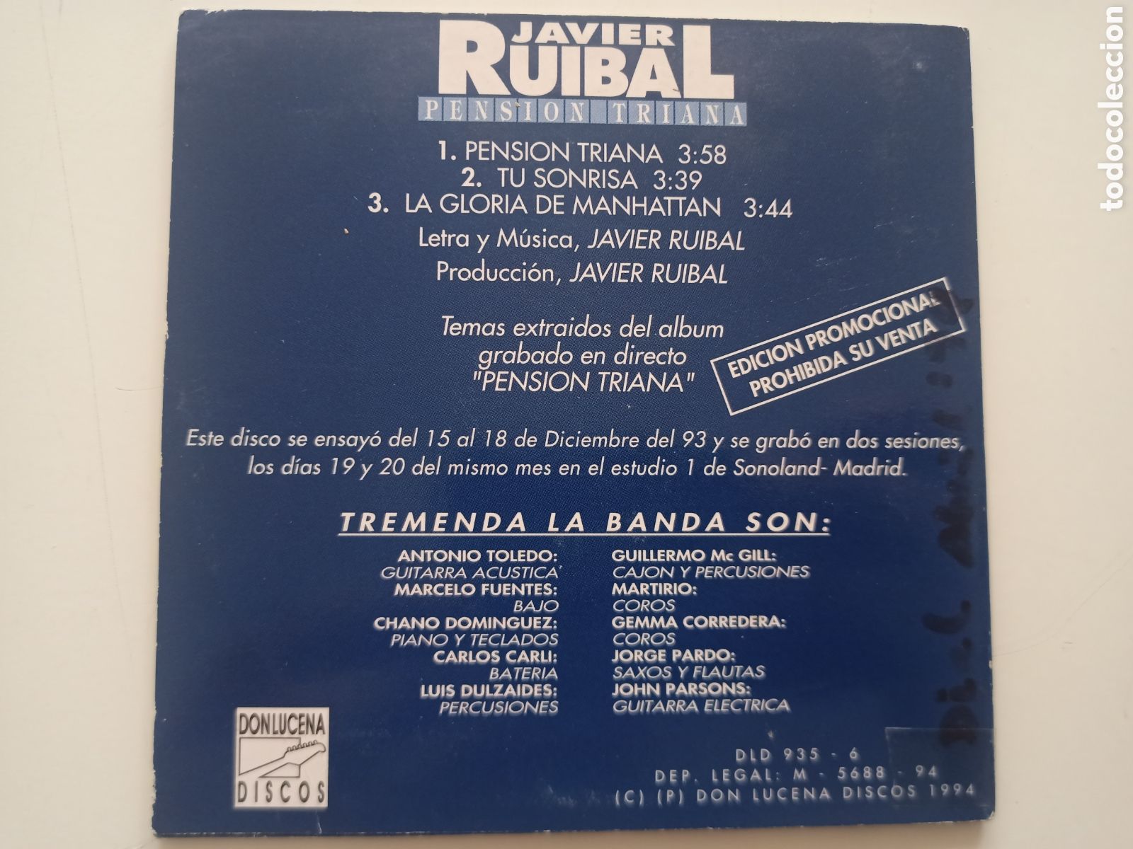 CDs de m&uacute;sica: Javier Ruibal - Pensi&oacute;n Triana (sgcd) - Foto 2
