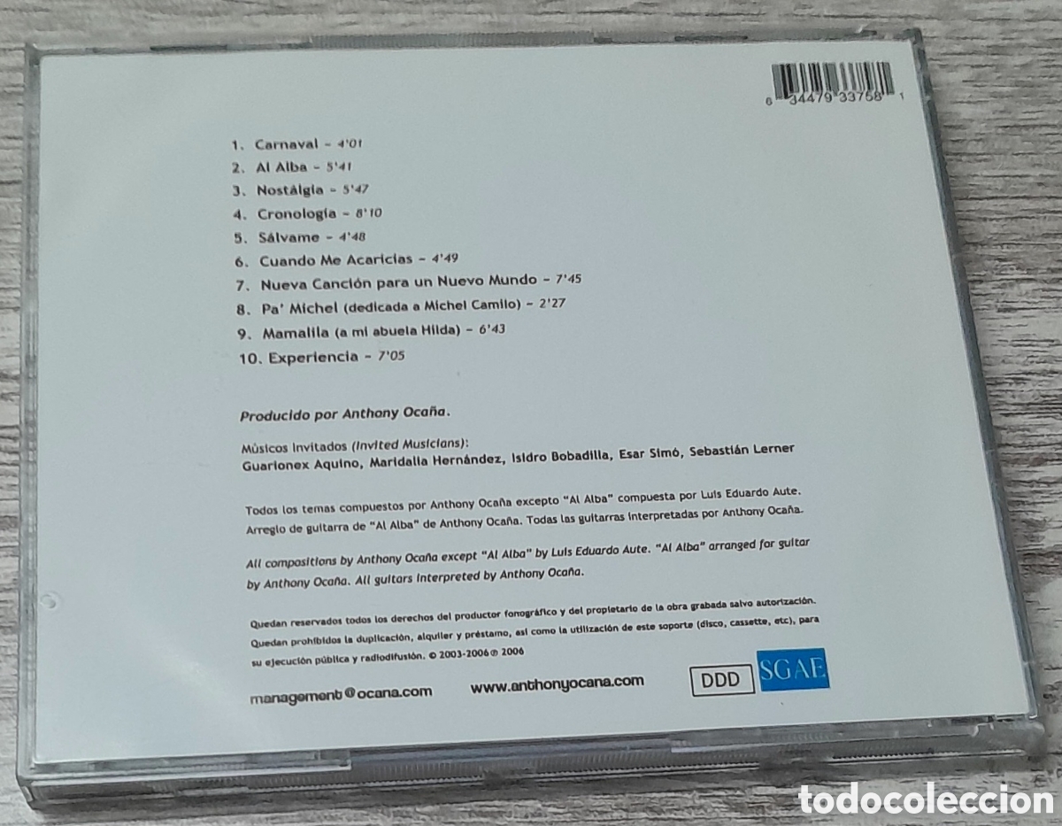 CDs de m&uacute;sica: ANTHONY OCA&Ntilde;A - ANTHONY OCA&Ntilde;A - Foto 2
