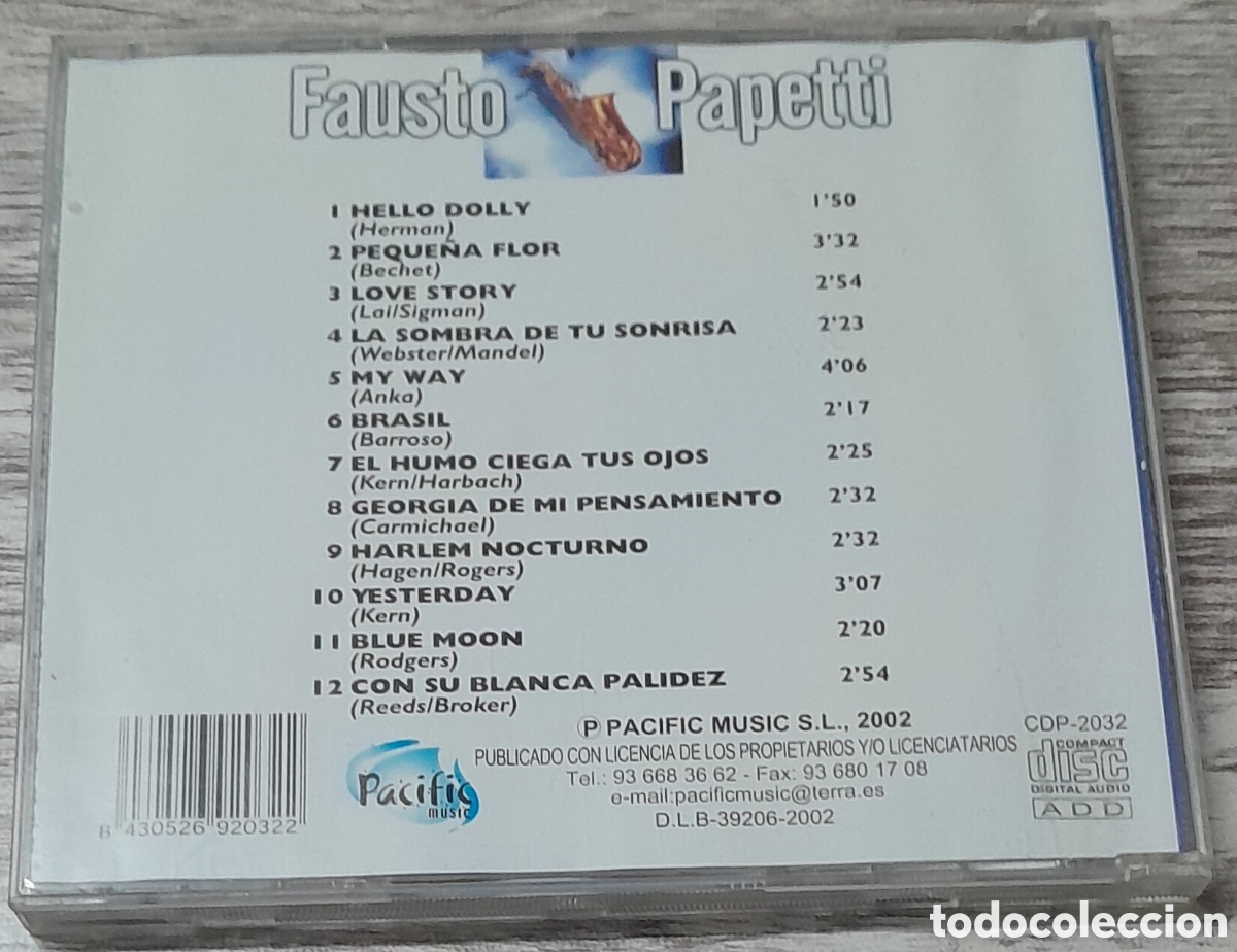 CDs de m&uacute;sica: FAUSTO PAPETTI - PACIFIC MUSIC 2002 - Foto 2