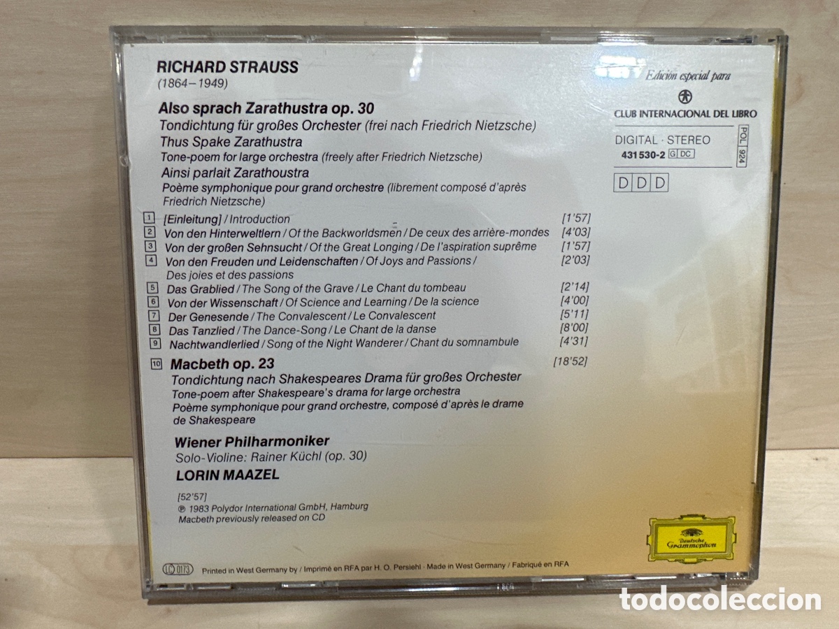 CDs de m&uacute;sica: Strauss - Lorin Maazel - Also Sprach Zarathustra &middot; Macbeth (CD) - Foto 2