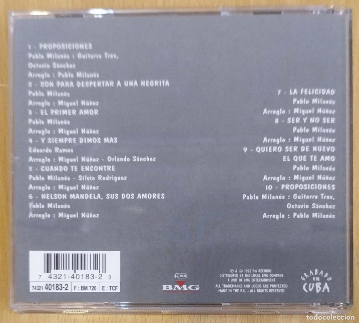 CDs de m&uacute;sica: PABLO MILANES (PROPOSICIONES) CD 1995 - Foto 2