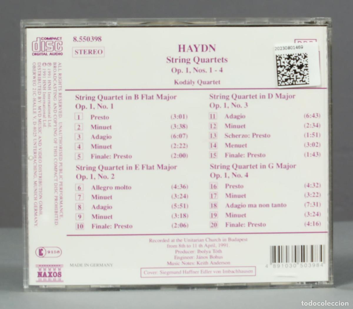 CDs de m&uacute;sica: CD. Haydn &ndash; Kod&aacute;ly Quartet &ndash; String Quartets Op. 1, Nos. 1 - 4 - Foto 2