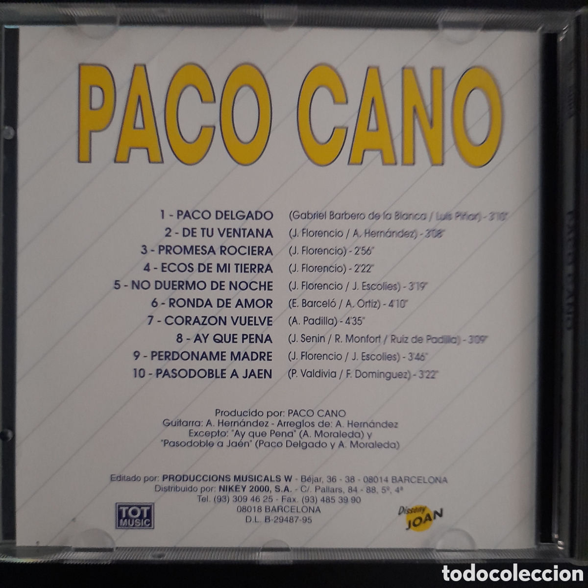 CDs de m&uacute;sica: Paco Cano - Paco Cano. CD. &Aacute;lbum CD5004 - Foto 2