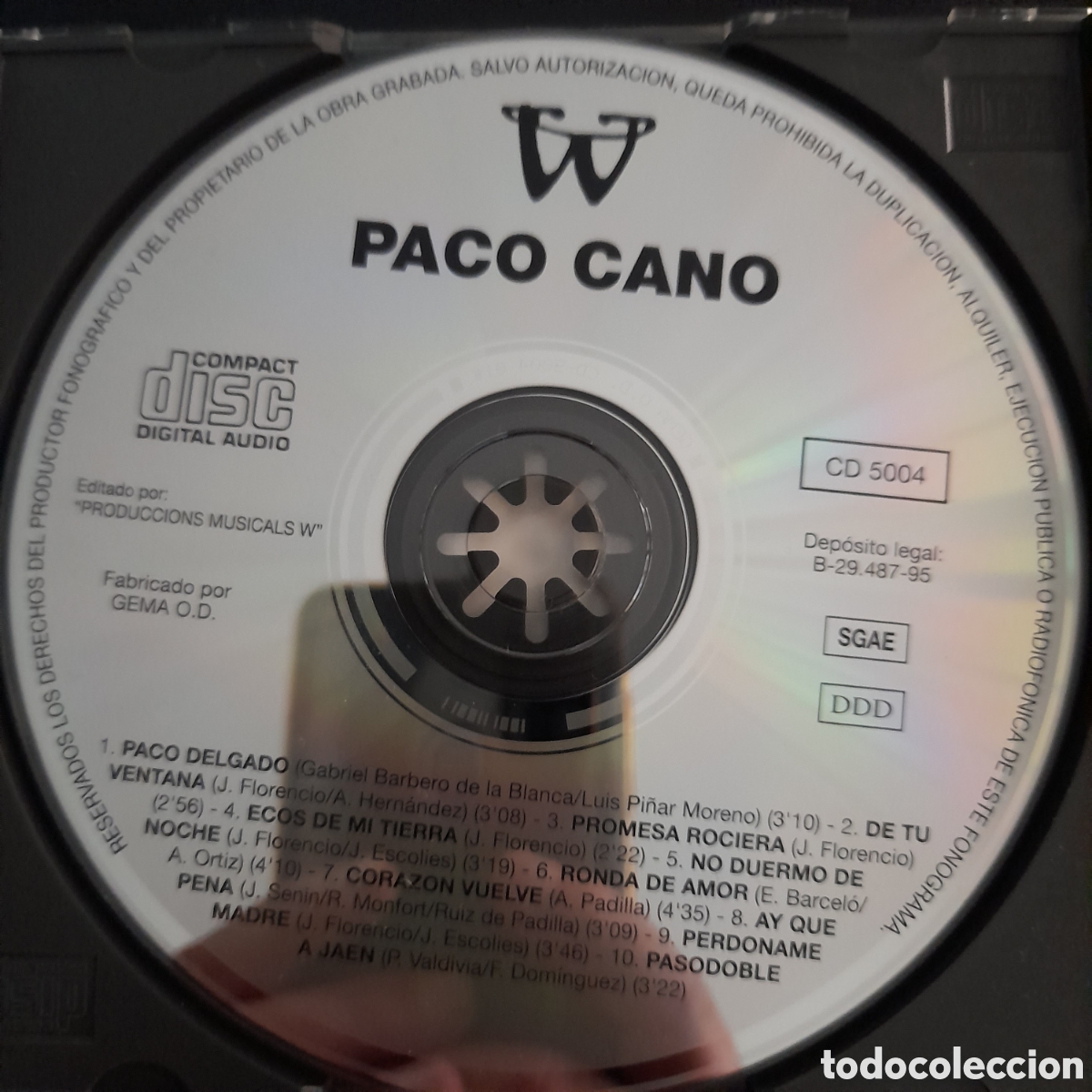 CDs de m&uacute;sica: Paco Cano - Paco Cano. CD. &Aacute;lbum CD5004 - Foto 3
