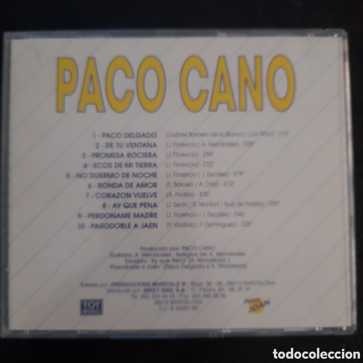 CDs de m&uacute;sica: Paco Cano - Paco Cano. CD. &Aacute;lbum CD5004 - Foto 4