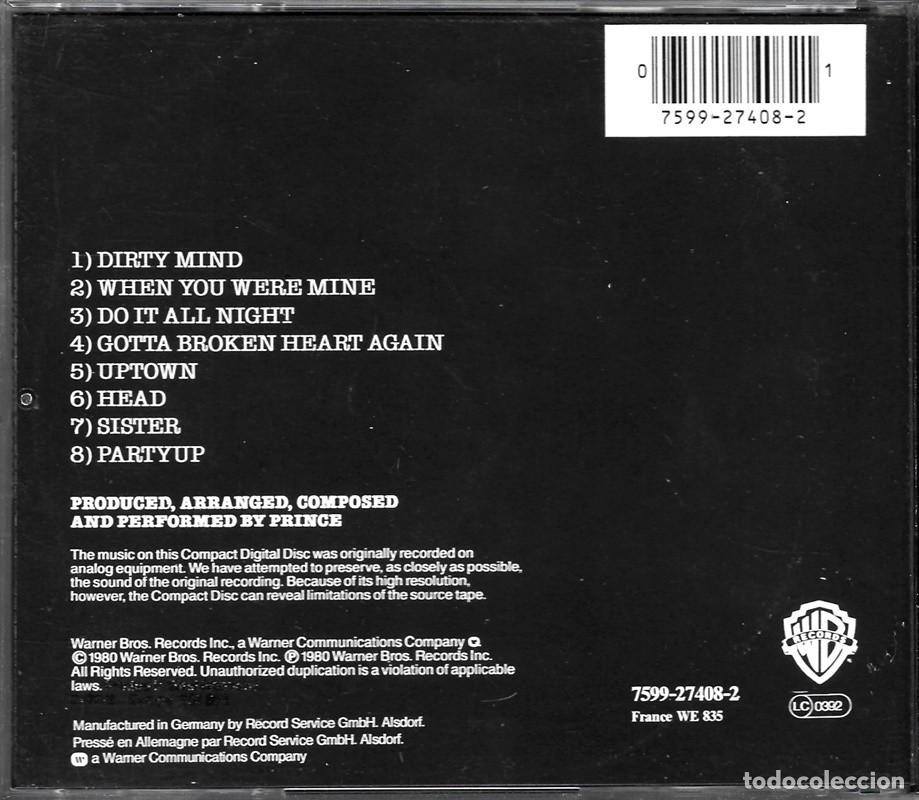 CDs de m&uacute;sica: PRINCE &uml;DIRTY MIND&uml; (CD) - Foto 2
