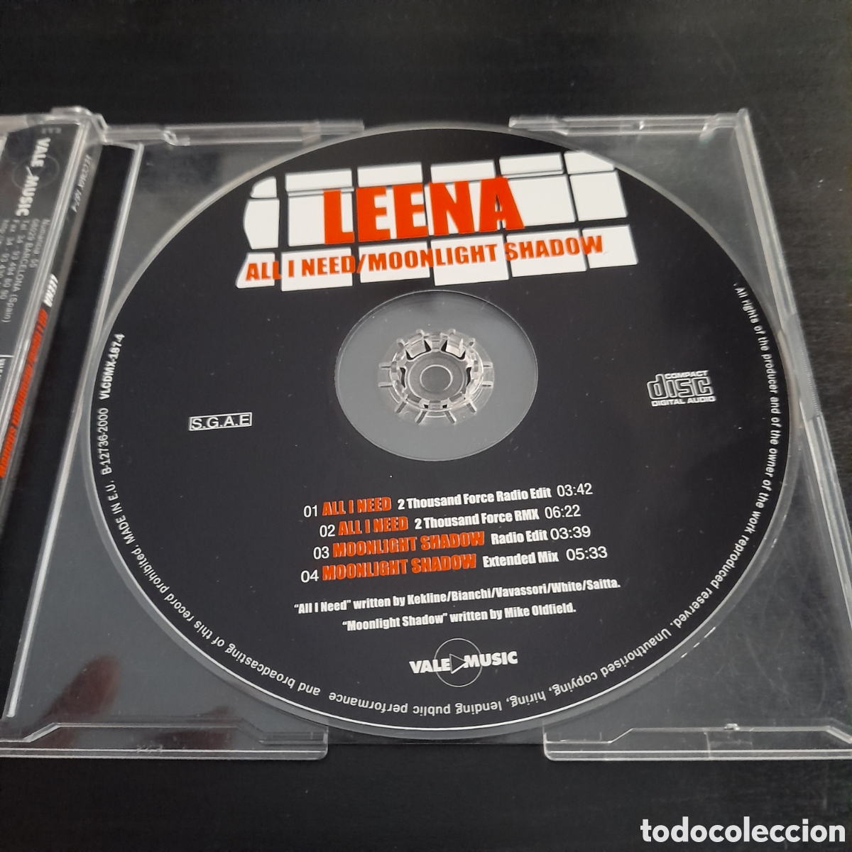 CDs de m&uacute;sica: Leena &ndash; All I Need / Moonlight Shadow. CD, Maxi-Single 2000 Espa&ntilde;a - Foto 2