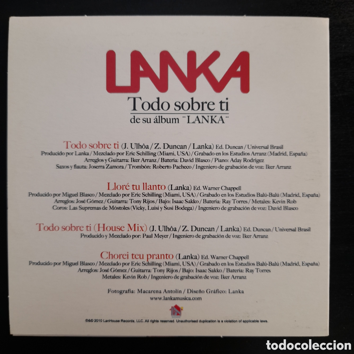CDs de m&uacute;sica: Lanka &ndash; Todo Sobre Ti. CD, Single. - Foto 2