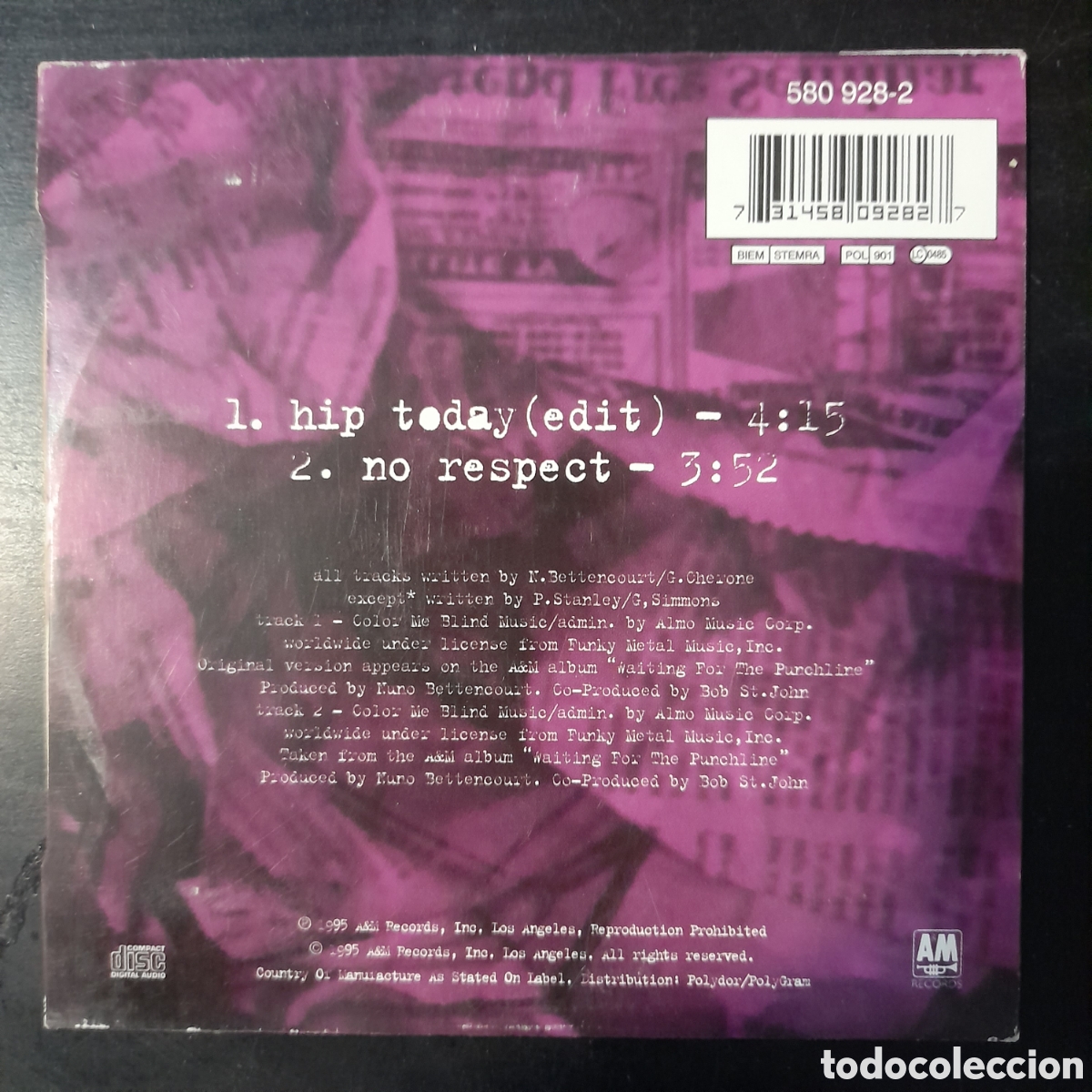 CDs de m&uacute;sica: Extreme &ndash; Hip Today. 1994, Europa. CD, Single - Foto 2