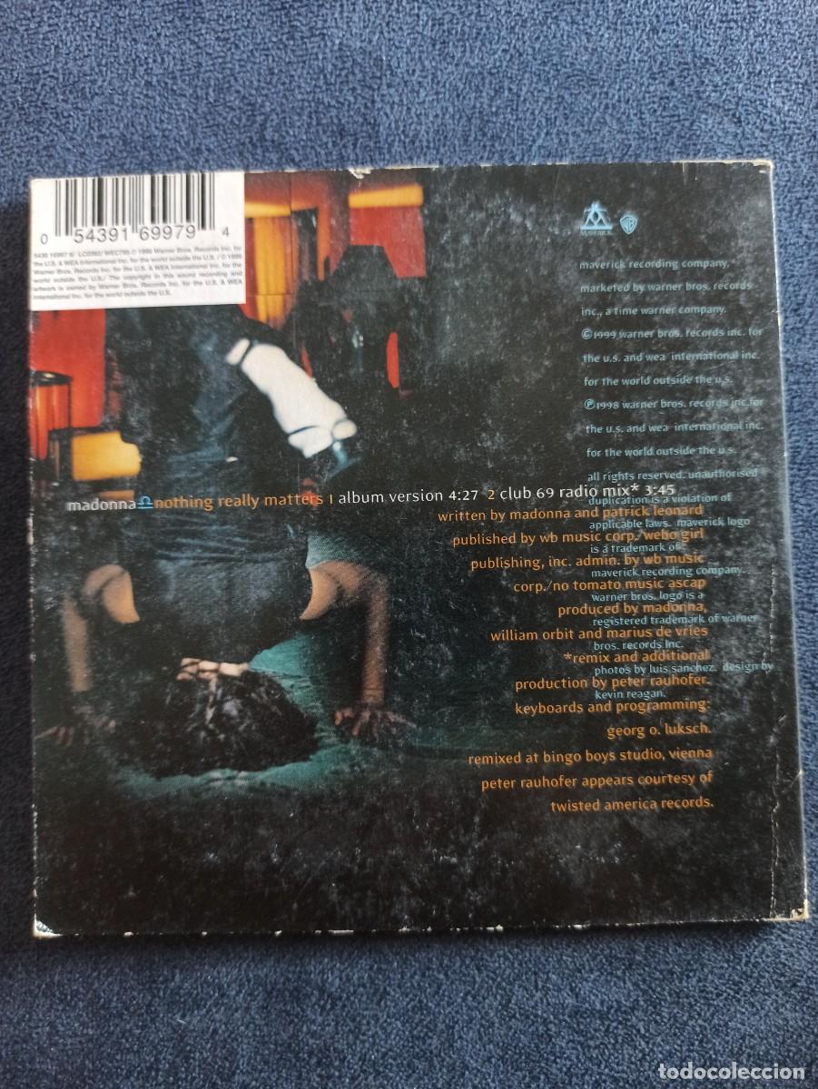 CDs de m&uacute;sica: CD SINGLE CARDBOARD MADONNA NOTHING REALLY MATTERS - Foto 2