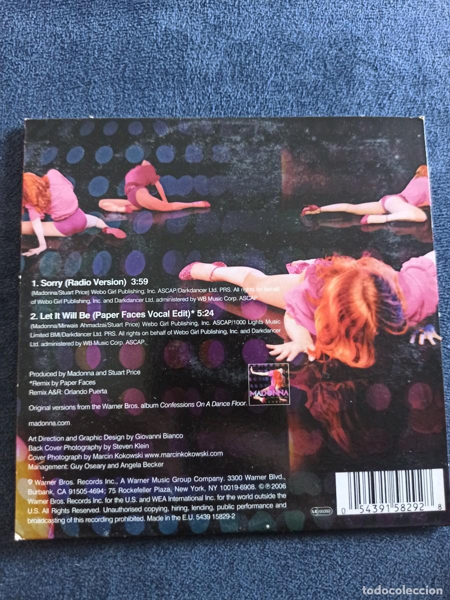 CDs de m&uacute;sica: CD SINGLE CARDBOARD MADONNA SORRY - Foto 2