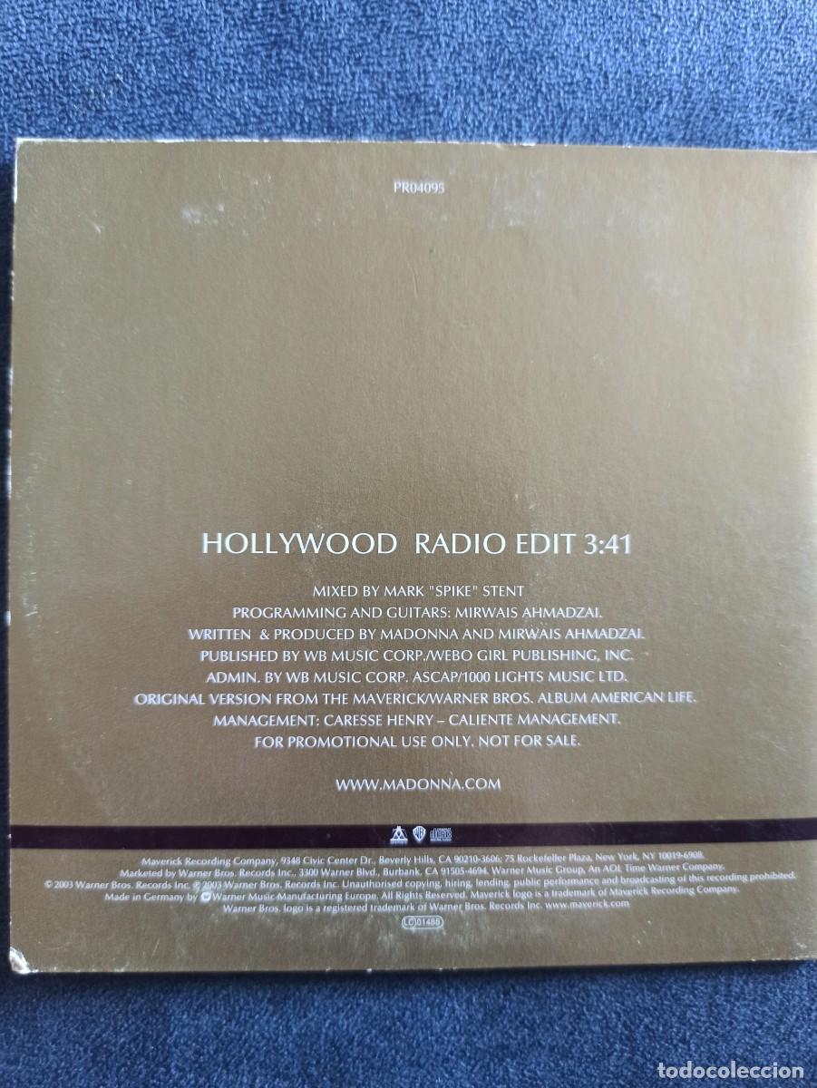 CDs de m&uacute;sica: CD SINGLE CARDBOARD MADONNA HOLLYWOOD - Foto 2