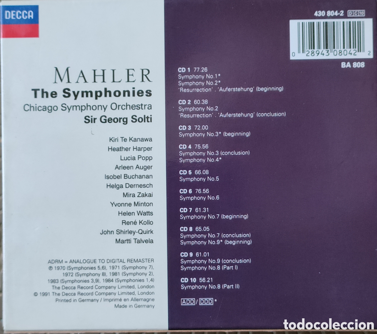 CDs de m&uacute;sica: Mahler, las 9 Sinfon&iacute;as - Foto 3