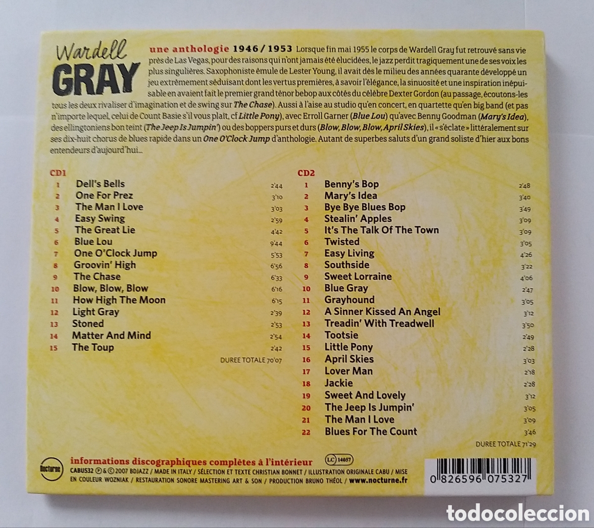 CDs de m&uacute;sica: WARDELL GRAY - AN ANTHOLOGY - 2 CD SET - Foto 2