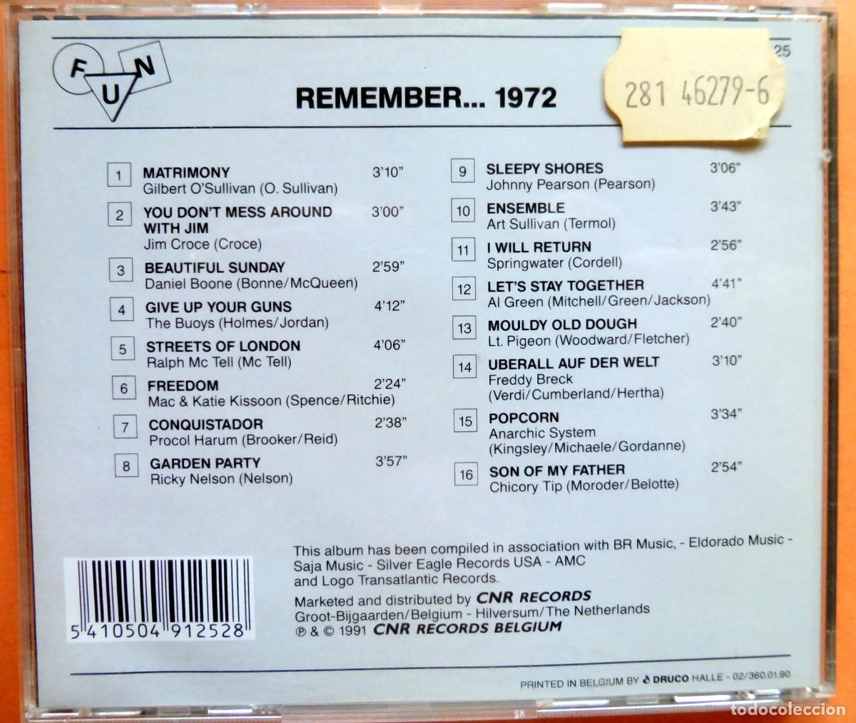 CDs de m&uacute;sica: CD - Various &ndash; Remember... 1972 - Fun &ndash; FUNCD 9125 - CD, Compilation - Belgium 1991 - Foto 3