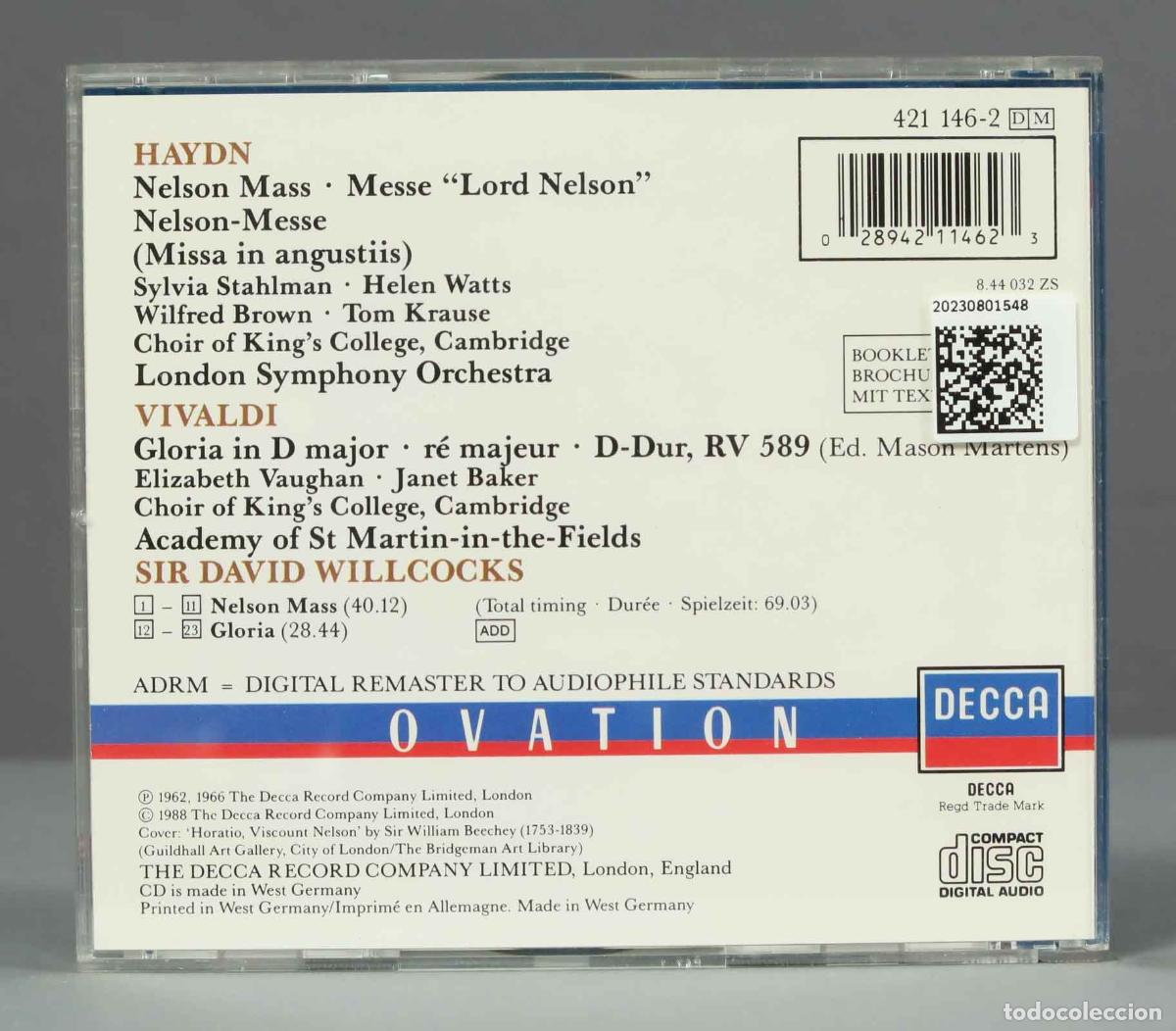 CDs de m&uacute;sica: CD. Willcocks &ndash; Nelson Mass &middot; Gloria. HAYDN - Foto 2
