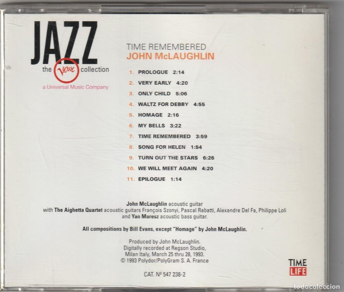 CDs de m&uacute;sica: JOHN MCLAUGHLIN - TIME REMEMBERED (CD VERVE 1996) - Foto 2