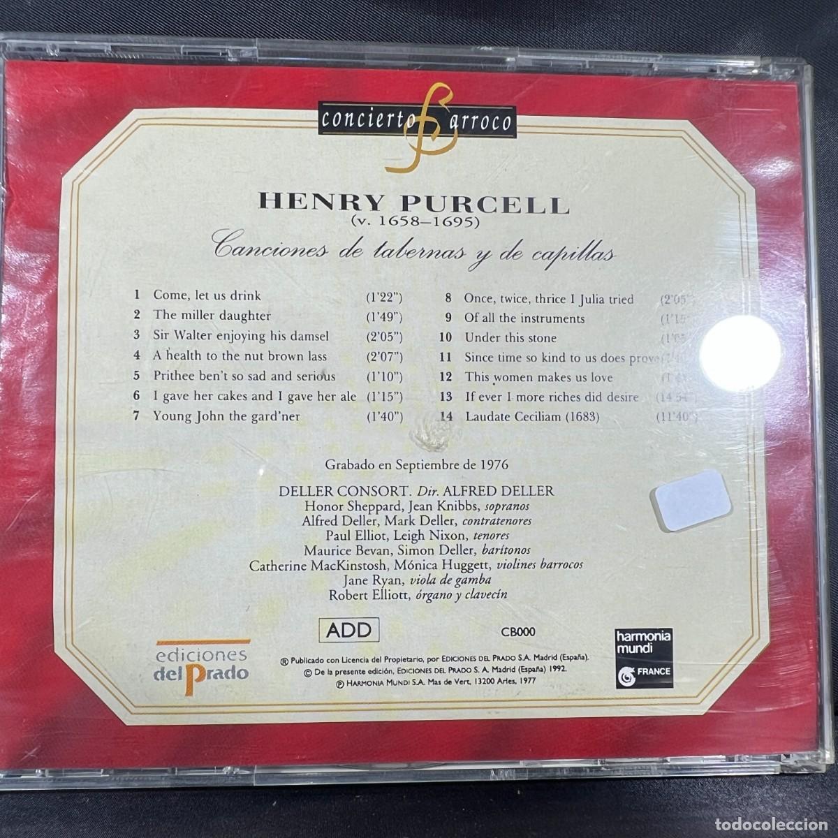 CDs de m&uacute;sica: H. PURCELL - CANCIONES DE TABERNA Y DE CAPILLA - CD - Foto 2